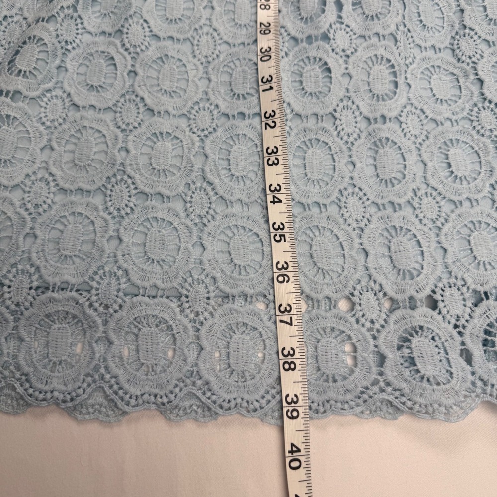 Mikarose Womens Light Blue Lace Empire Waist Modest Dress XXL Scalloped Hem - Picture 6 of 8